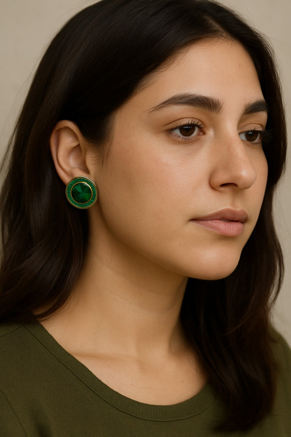 Mandala Green Earrings
